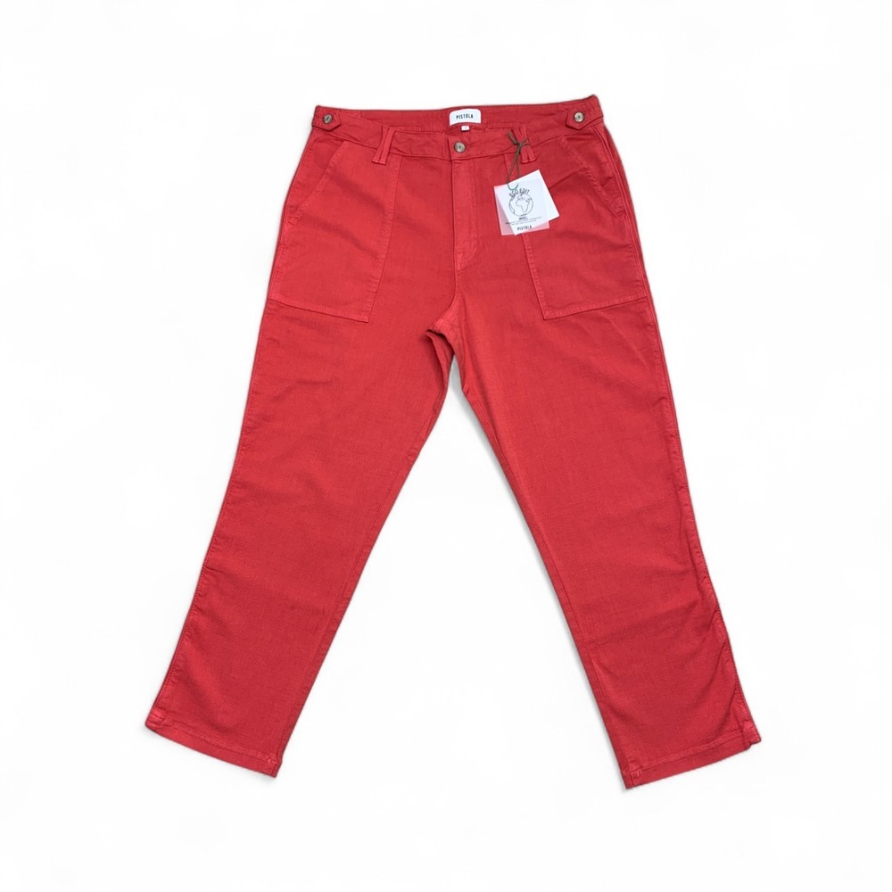 Pistola High Rise Straight Crop Jeans Womens 33 Erin Utility Red‎ Orange NWT